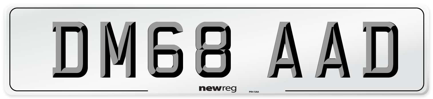 DM68 AAD Number Plate from New Reg